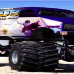 Local Reverend escapes hellish church parking lot traffic with Monster Truck