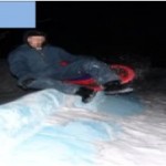 A sledder jumps from lane 3 to 5 at newly opened Ice Cycle-Slyde